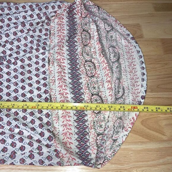 Lucky Brand, Short Sleeve 1/4 Button Down Boho Patterned Top Small Women - Picture 10 of 11